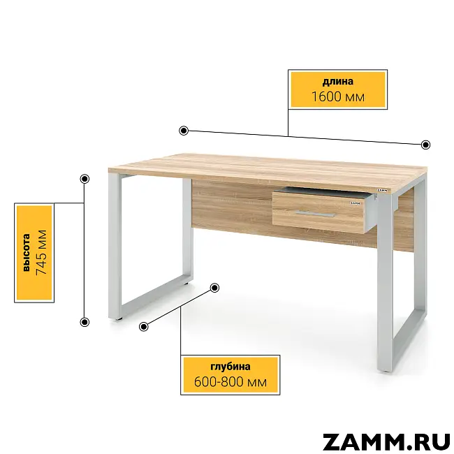 Стол Зета PRO ЛДСП 1 ящик (Тип 1) без аксессуаров